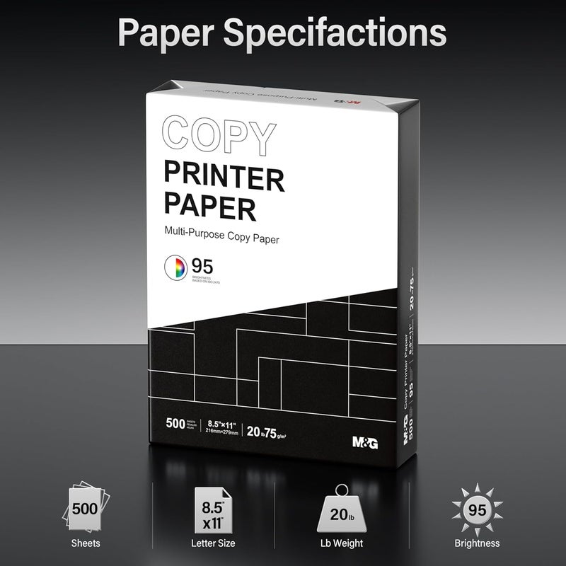 MG Multipurpose Copy Printer Paper, 8.5 x 11, 20lb, 1 Ream (500 Sheets), 95 Bright, White - Image 2